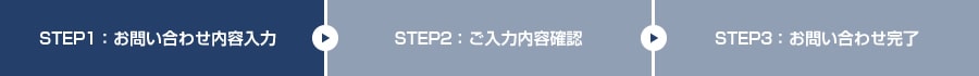 現在、お問い合わせ内容入力です。次は入力内容のご確認になります。